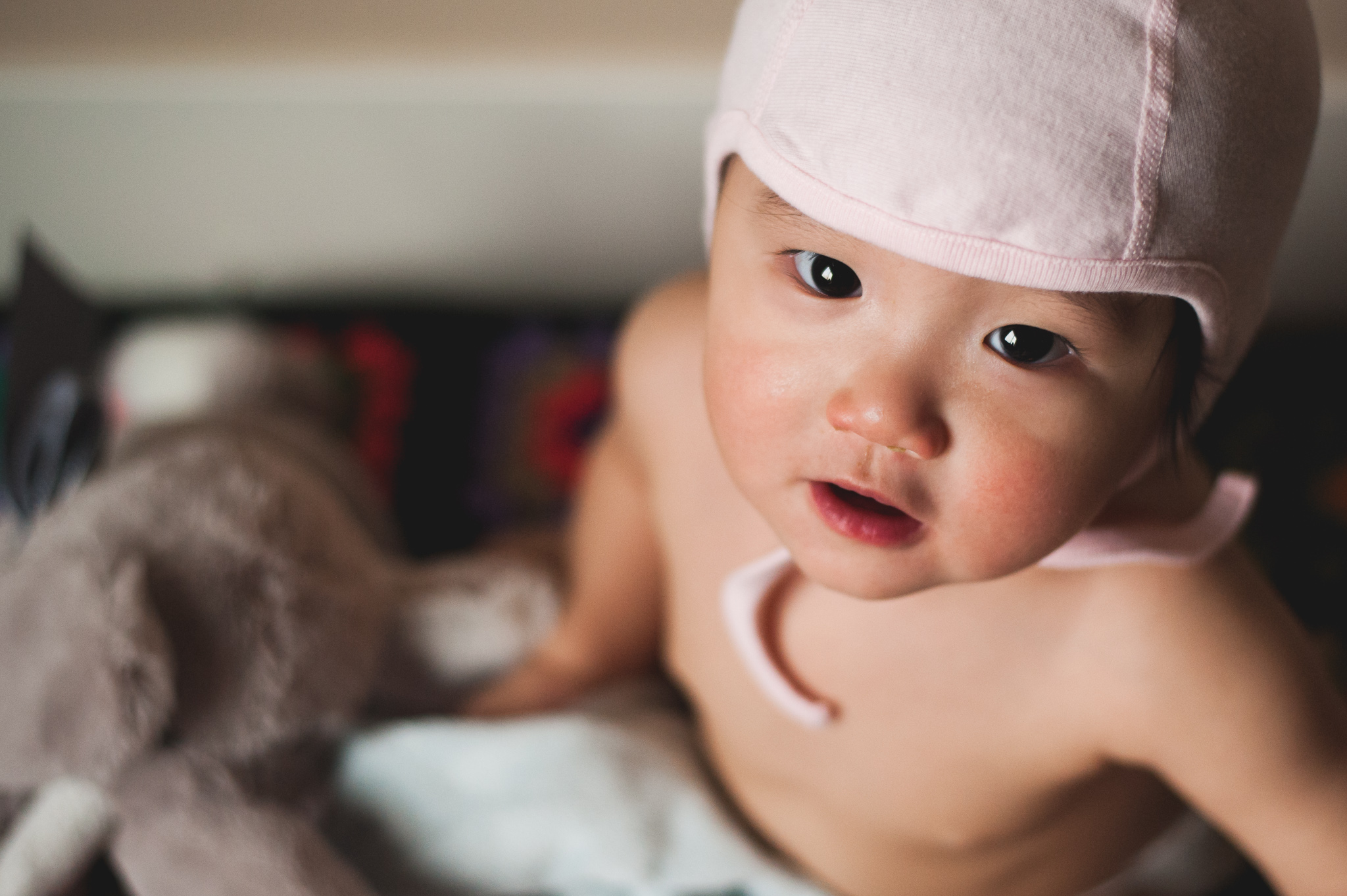 Seattle baby photographer, first year photos, baby hat