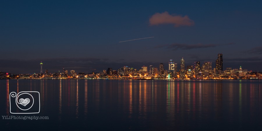 Seattle night skyline, Seattle cityscape