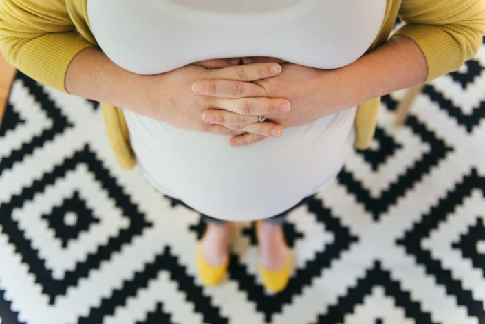 maternity photo of belly from up above