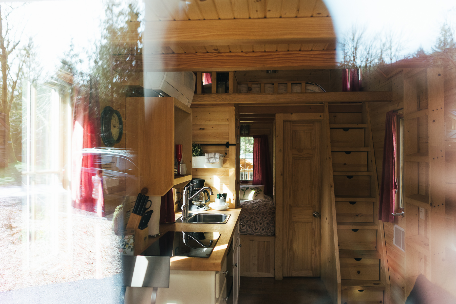 inside of tiny house through window