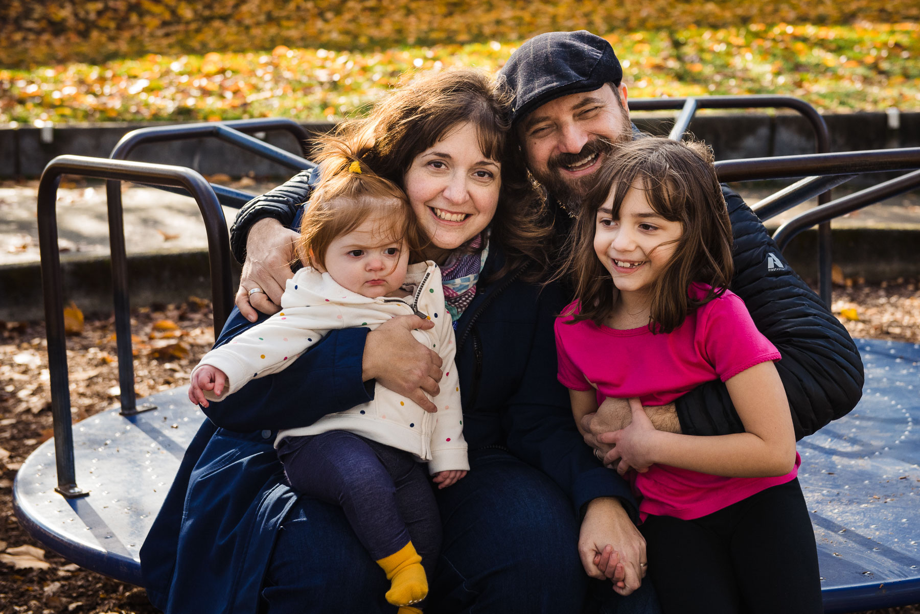 family portrait outdoors in park