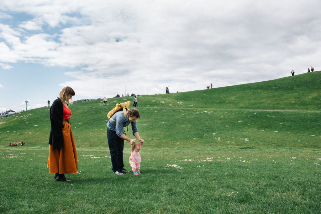 family walking at Gas Works Park Seattle