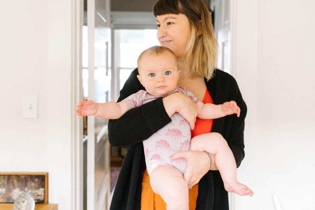 portrait of mom and baby at home