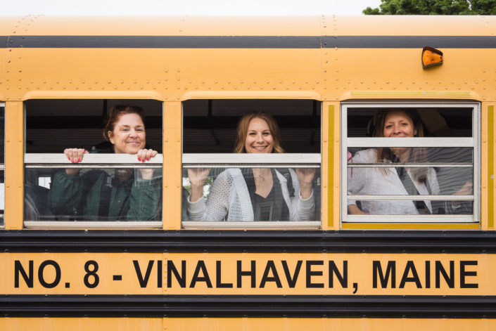 women on vinalhaven school bus
